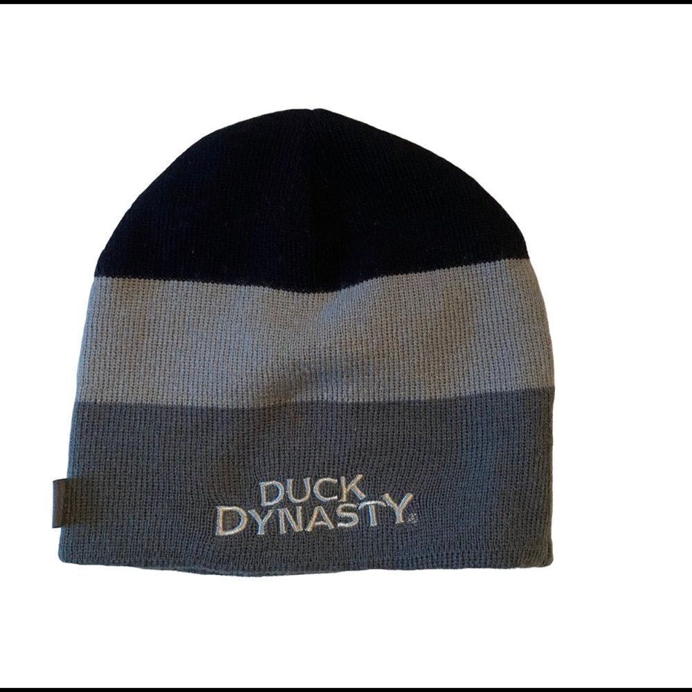 Duck Dynasty Colorblock Gray Black Winter Knit Beanie Hat